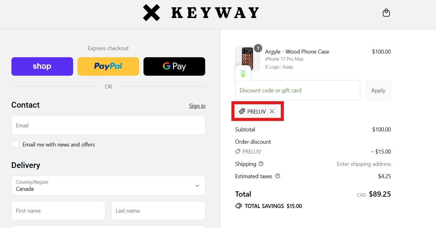 Use Discount Code PRELUV for 15% OFF Sitewide at keywaydesigns.com